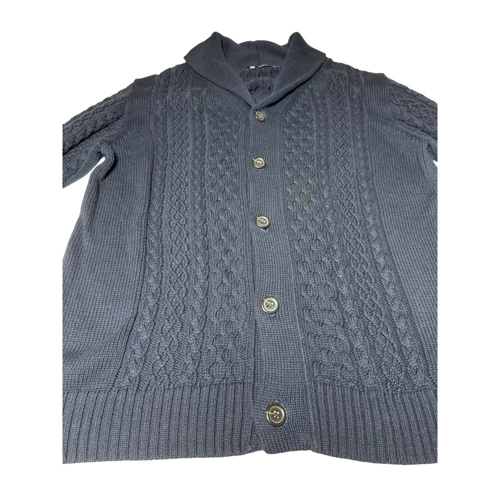 J Crew shawl collar Cardigan XL Navy cable knit button up Grandpa Core coastal - Picture 3 of 11